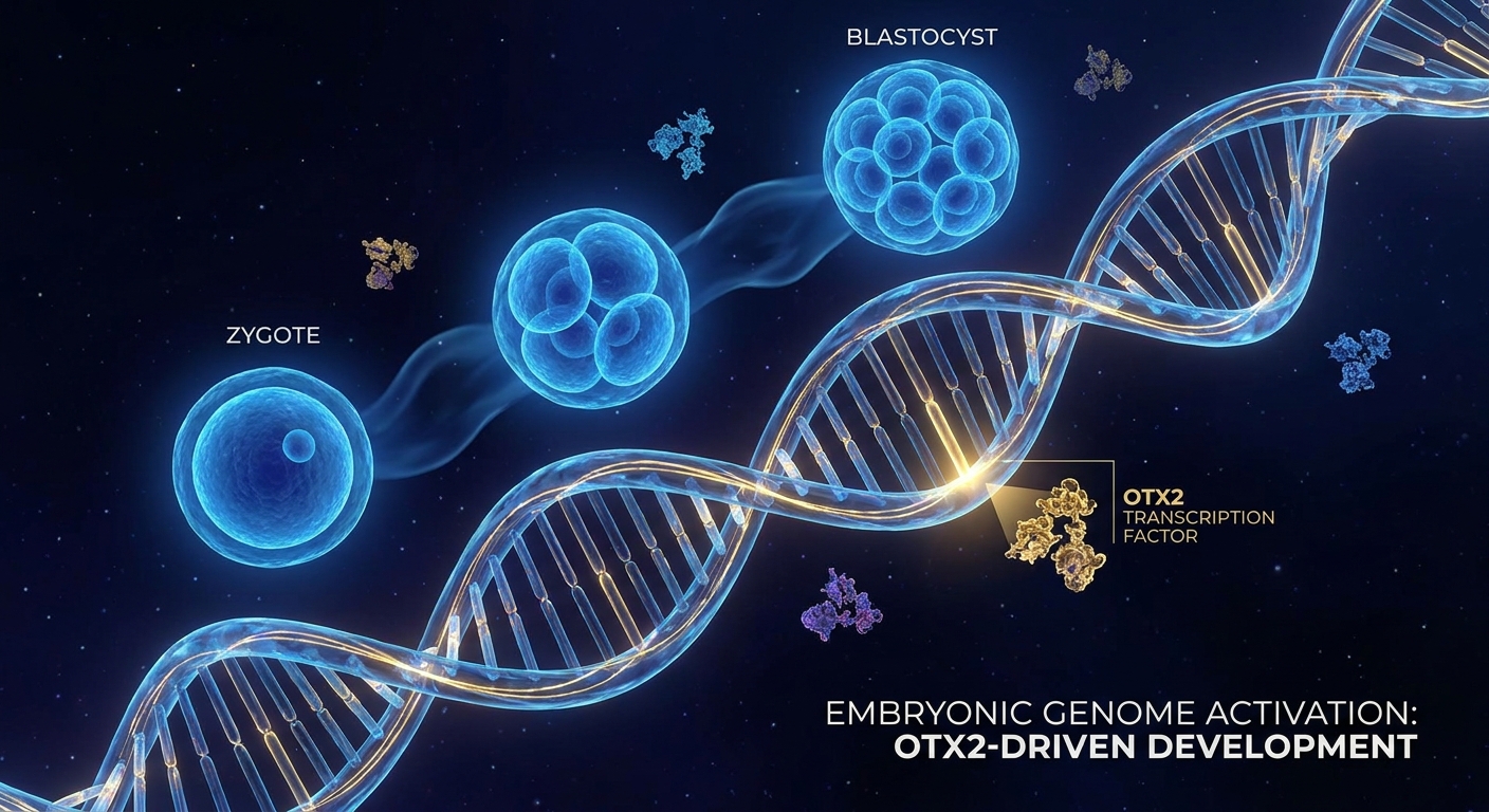 Scientific visualization of the OTX2 transcription factor binding to DNA